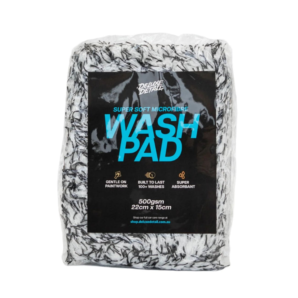 Deluxe Detail super soft microfibre wash pad in retail packaging, 500gsm, 22cm x 15cm