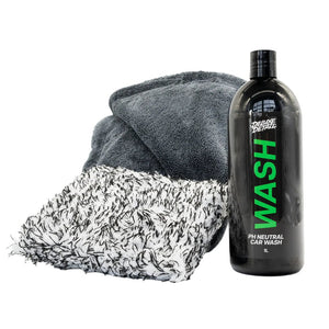 Deluxe Detail STARTER Car Wash Kit: WASH 1 litre, microfibre wash pad and Dry Guy drying towel