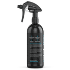 Side panel of Deluxe Detail GLASS cleaner: crystal clear results, streak free formula, versatile, antimicrobial