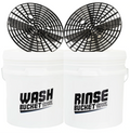 Deluxe Detail 2 bucket kit: white wash and rinse buckets with grit guards