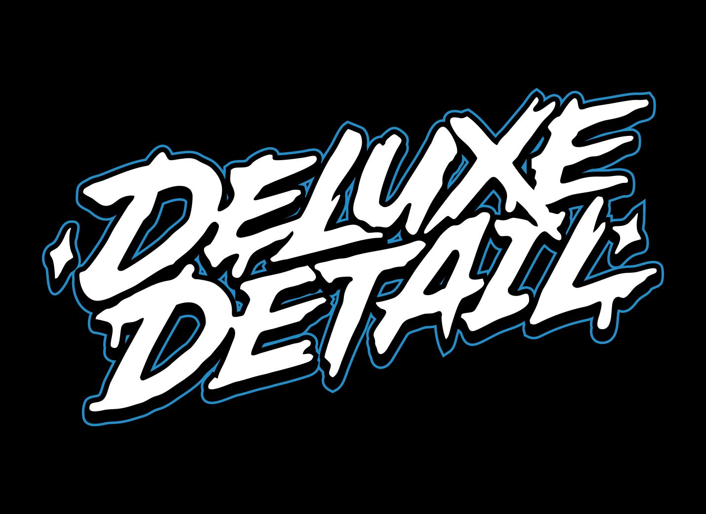 Deluxe Detail script logo artwork in white on black