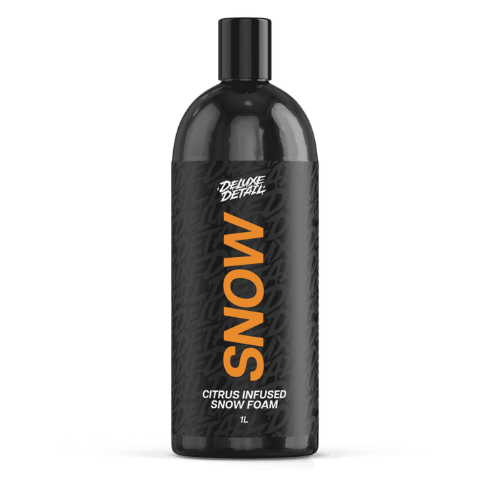 Deluxe Detail SNOW citrus infused snow foam, 1 litre black bottle, front label