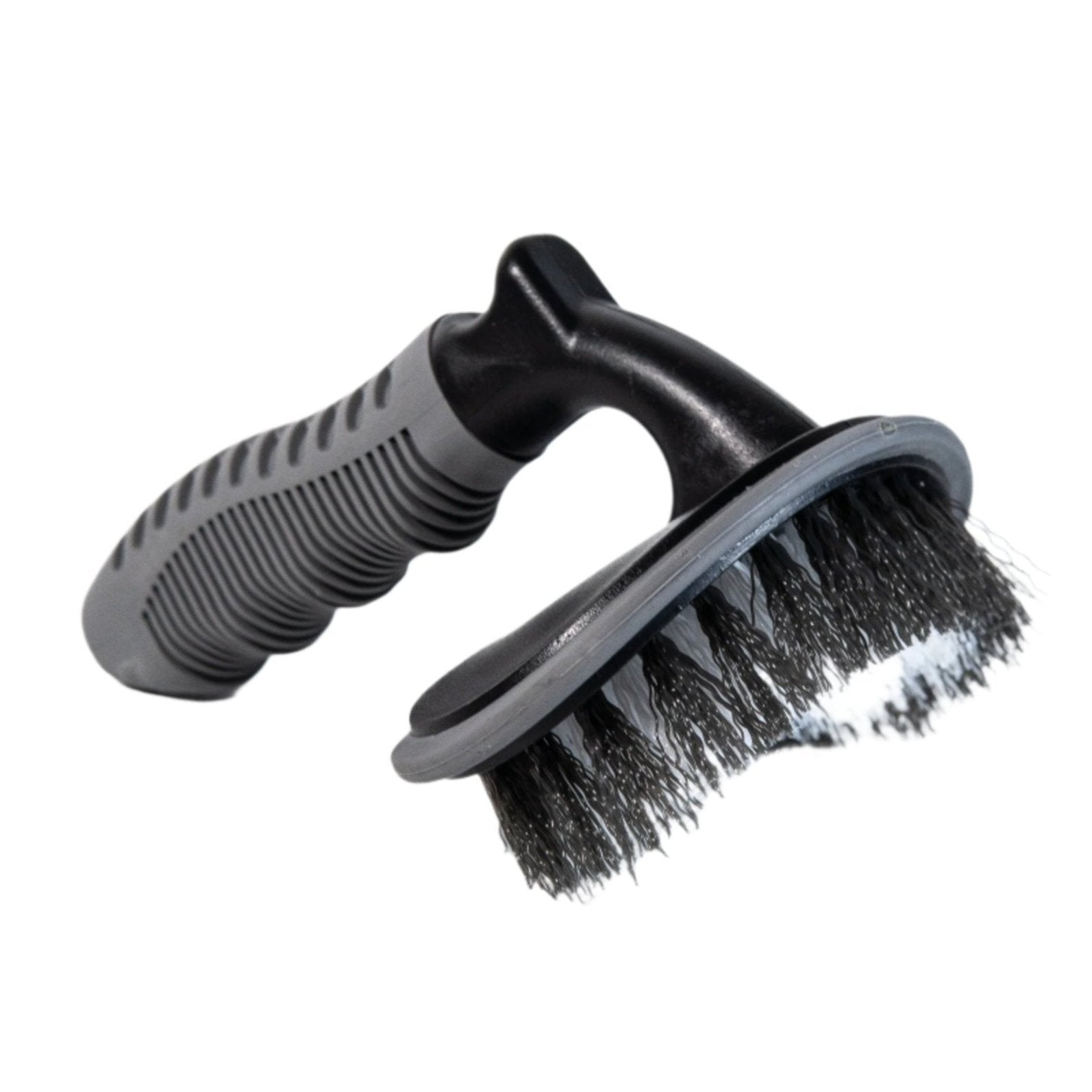Deluxe Detail tyre cleaning brush with stiff black bristles and a grip handle