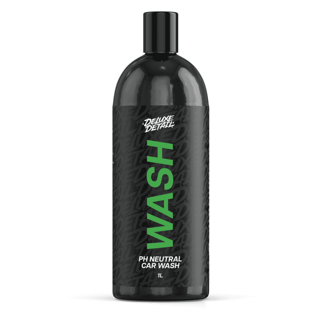 Deluxe Detail WASH pH neutral car wash, 1 litre black bottle, front label
