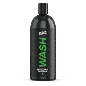 Deluxe Detail WASH pH neutral car wash, 1 litre black bottle, front label