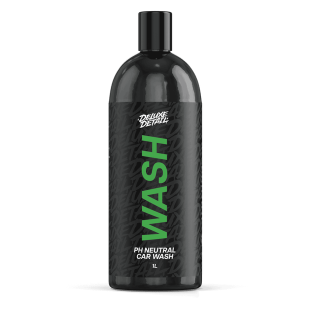 Deluxe Detail WASH pH neutral car wash, 1 litre black bottle, front label
