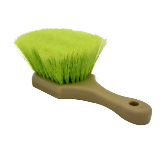 Deluxe Detail wheel cleaning face brush with green bristles and a moulded handle