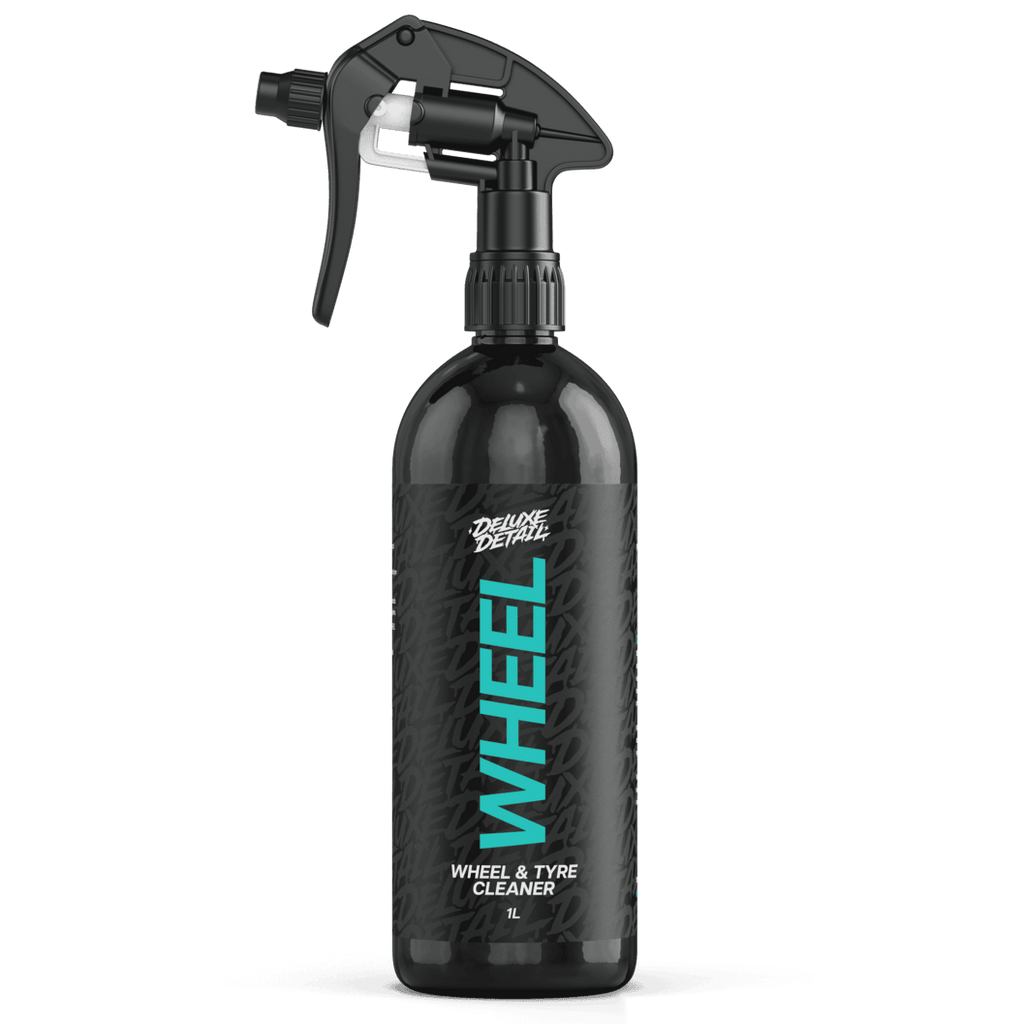 Deluxe Detail WHEEL wheel and tyre cleaner, 1 litre black trigger spray bottle, front label