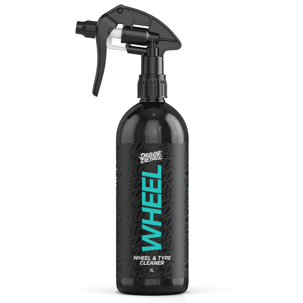Deluxe Detail WHEEL wheel and tyre cleaner, 1 litre black trigger spray bottle, front label