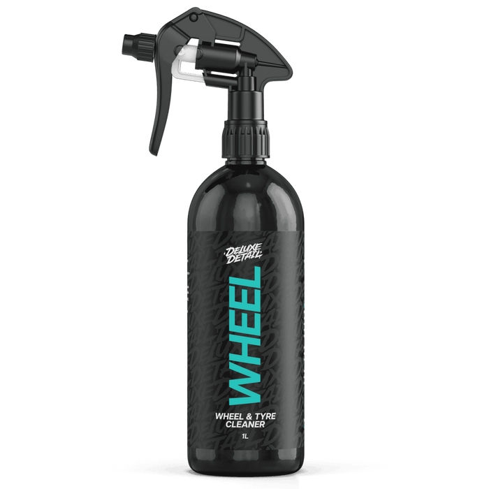 Deluxe Detail WHEEL wheel and tyre cleaner, 1 litre black trigger spray bottle, front label