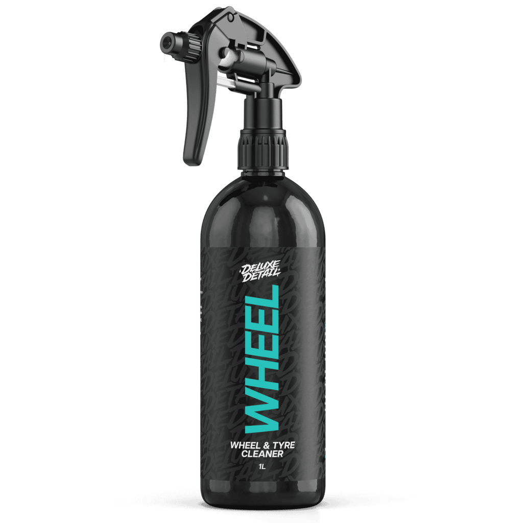 Deluxe Detail WHEEL wheel and tyre cleaner, 1 litre bottle, angled front view