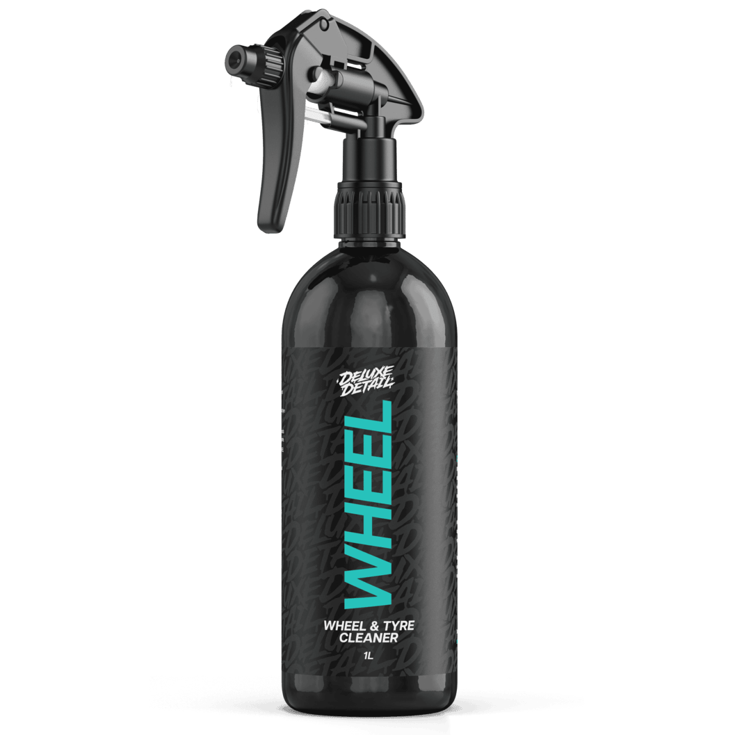 Deluxe Detail WHEEL wheel and tyre cleaner, 1 litre bottle, angled front view