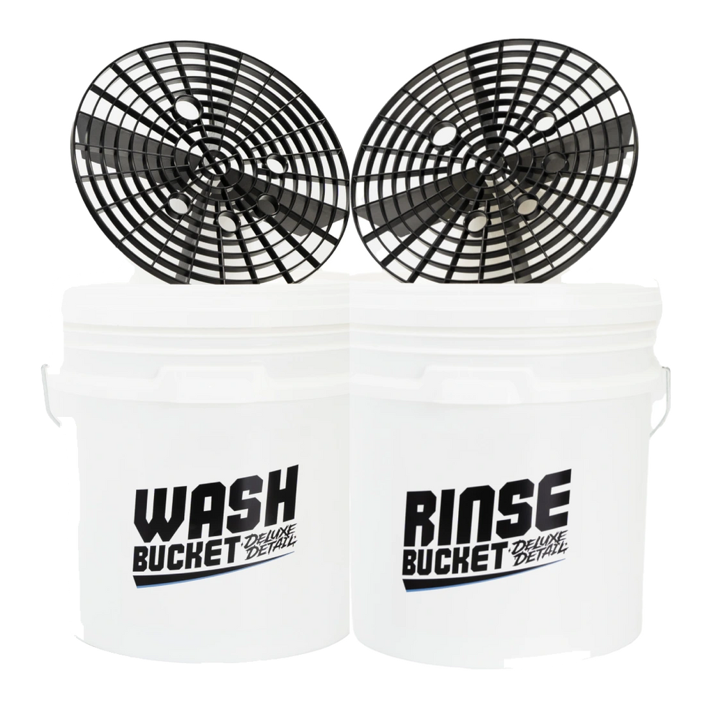 Deluxe Detail two bucket kit with grit guards and lids