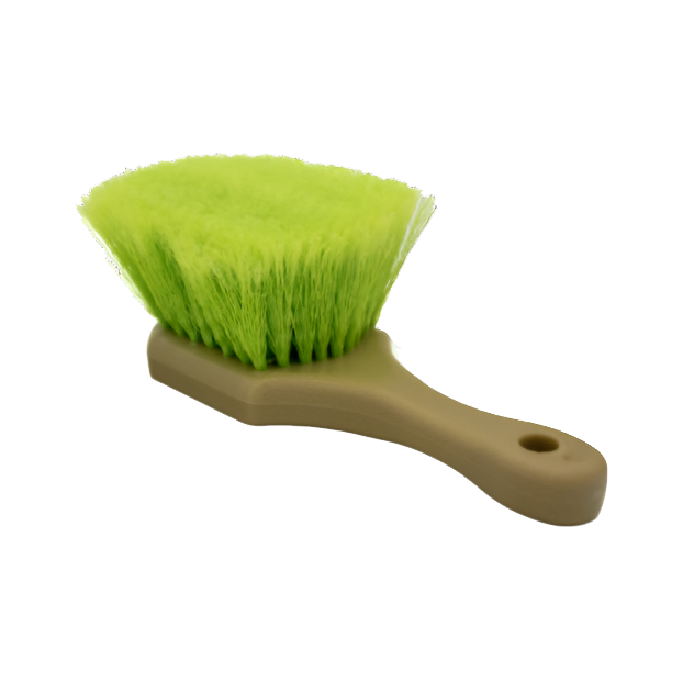 Deluxe Detail wheel cleaning face brush with green bristles and a moulded handle