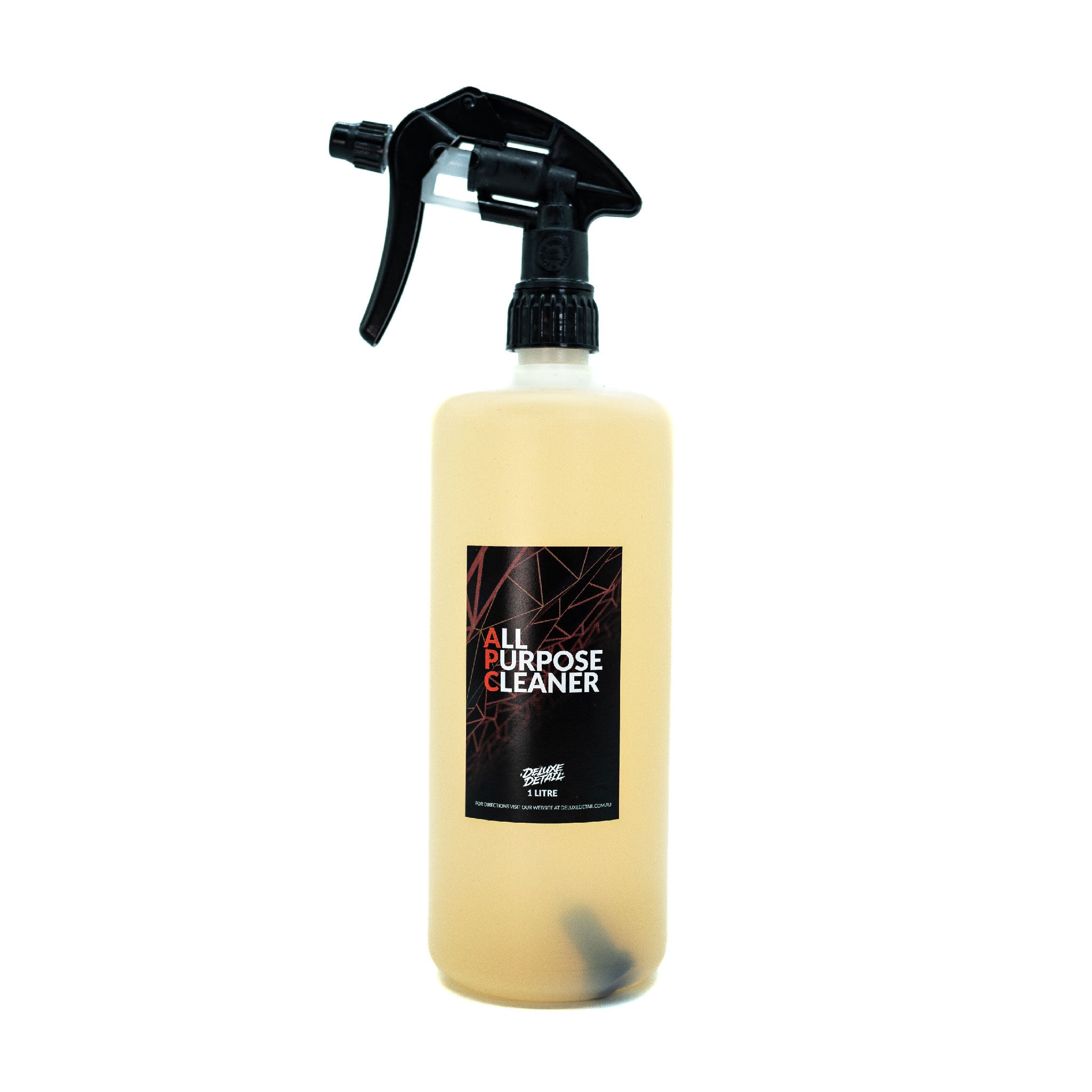 Deluxe Detail All Purpose Cleaner APC, 1 litre trigger spray bottle of yellow cleaner