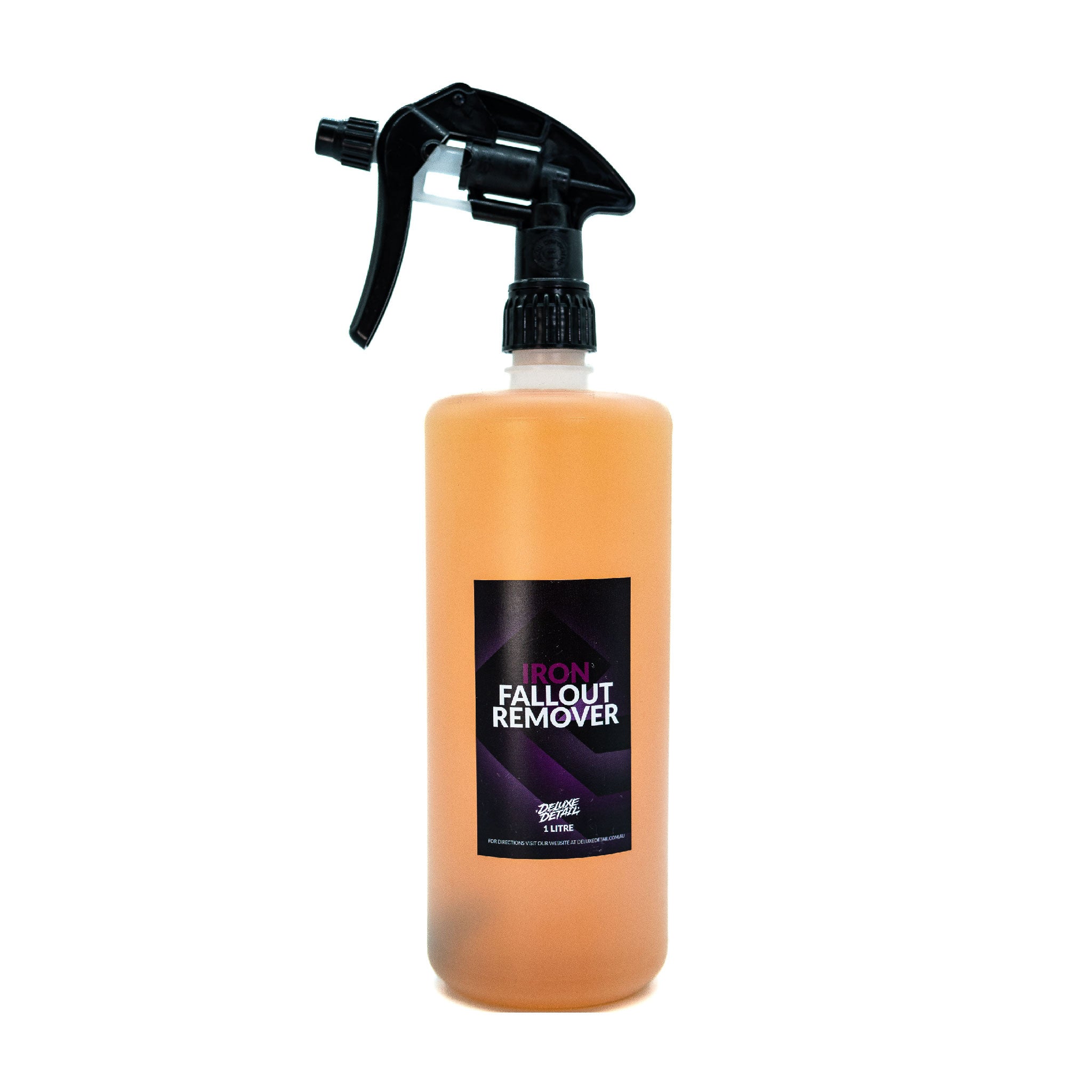 Deluxe Detail Iron Fallout Remover, 1 litre trigger spray bottle of orange decontamination fluid